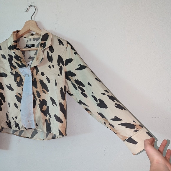 NWT Express Satin Leopard Sleep Shirt - Picture 3 of 8